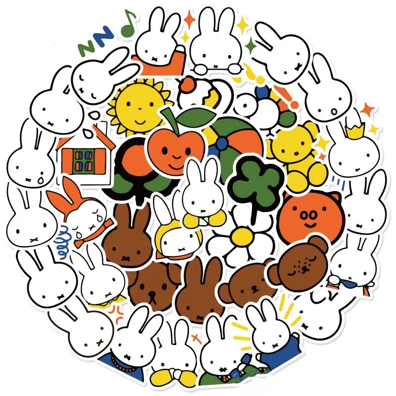 

40 милых мультяшных наклеек Miffy, детское вознаграждение, украшение для чашки с водой, наклейки на ручной счет, скейтборд, игрушки, Подарочные ...