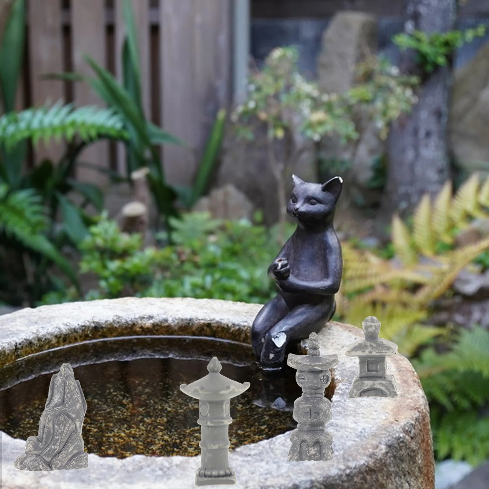 Рокарий украшения сад мини уличные пагода дзен смола миниатюрный пейзаж ретро