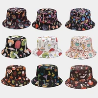 fashion mushroom double sided bucket hat outdoor travel sun hat hip hop hats wild panama hat cotton foldable fishermans hats