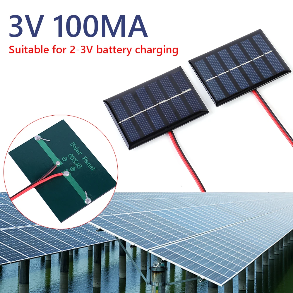 

1pc/2pcs Mini Solar Panel Replacement Polycrystalline Silicon 1W 3V 100MA DIY Solar Charger with Cable
