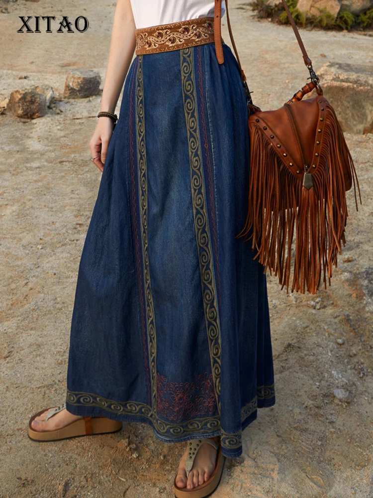 

XITAO Patchwork Casual Skirt Women Korea 2022 Summer New Arrival Personality Fashion Loose All Match Elastic Waist WMD5978