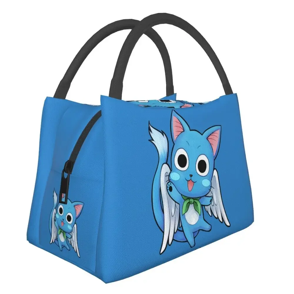 

Изолированные сумки для обеда Happy Fairy Tail для женщин, водонепроницаемый термоохладитель с милым котом, коробка для бенто, для работы и пикника