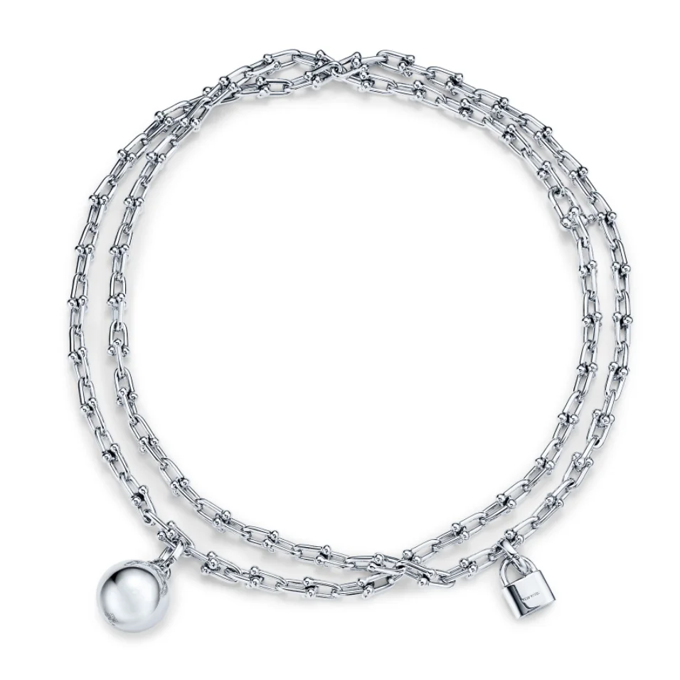 

High quality 925 sterling silver classic round ball lock U-shaped men's and women's necklaces, luxurious jewelry, holiday gifts