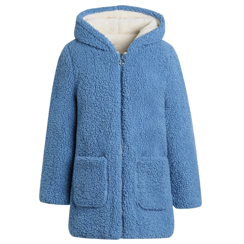 Mother Winter Wom coat fur tendy warm jacket winter women hooded coats zipper pocket red autumn outwear loose waist long tops