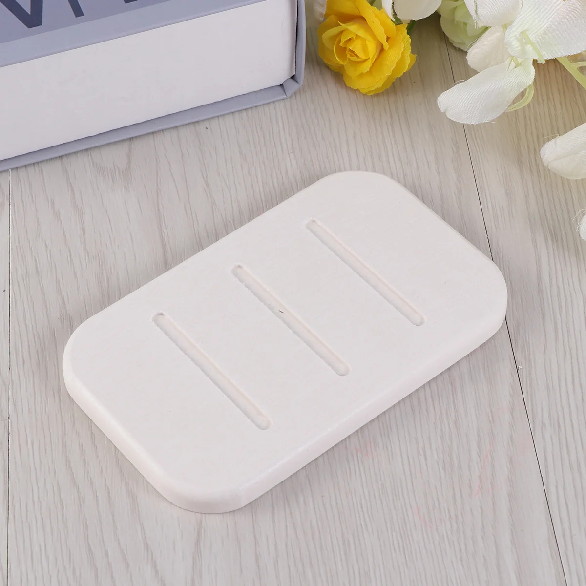 

Non-slip Diatomite Soap Dish Anti-Bacterial Soap Bar Holder Water Absorption Quick Dry Soap Saver for Bathroom Kitchen (White)