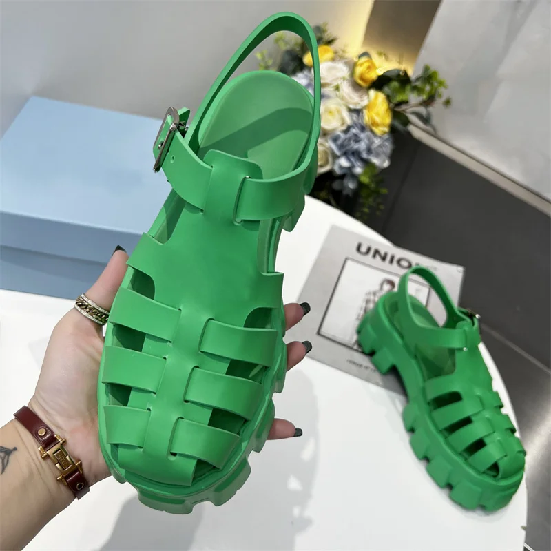 

Wrap Toe Sandals Women Thick Sole Summer Beach Shoes Lady Leather Hollow Out Platform Brand Sandalias Female Fashion Casual Flat