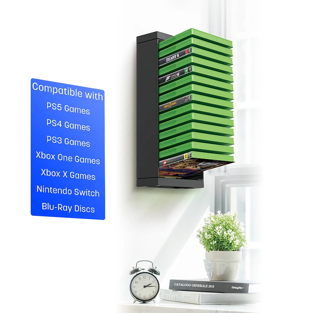 Video Game Organizer Stand Compatible with PS5/PS4/PS3/Xbox360/Xbox One/Switch Game Case Wall Mount Holder