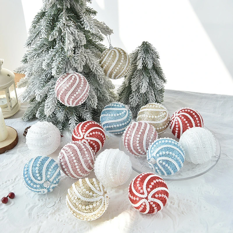 

8cm Christmas Ball Christmas Tree Hanging Pendant Sequined Shiny Xmas Foam Bauble Ornaments Decoration For Home 2023 Xmas