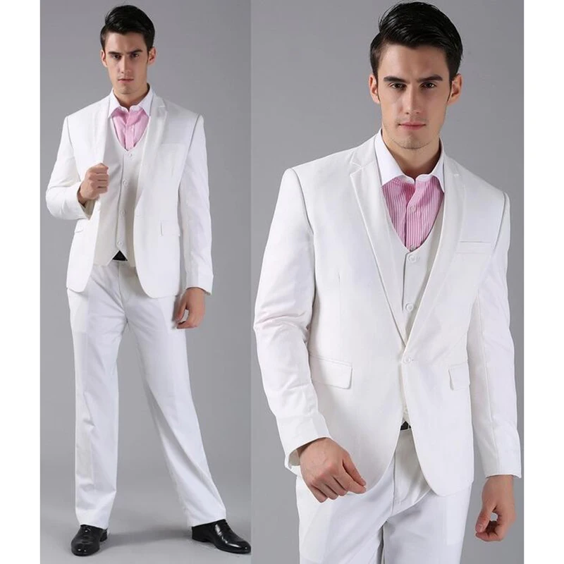 

One Button Slim Fit Groom Tuxedos Best Men Suit Custom Made Men Wedding Suits Groomsman Business Suits (Jacket+pant+vest)