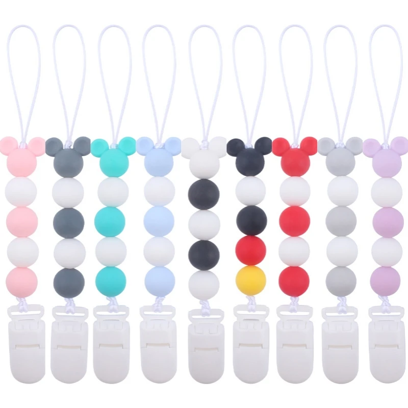 

Silicone Bead Pacifier Clips Chew Dummy Chain Holder Newborn Appease Soother Chains Nipple Holder Baby Teething Toys Gifts