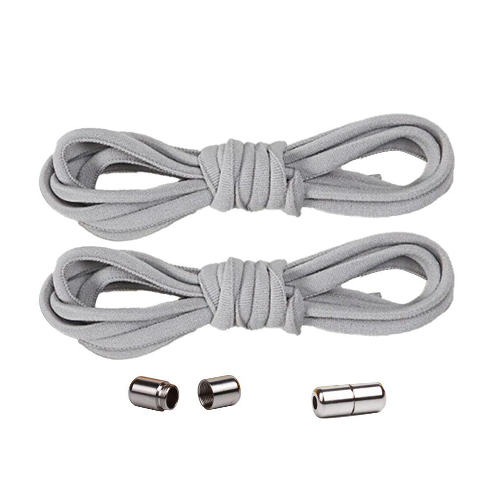 

2pairs/pack Lazy No Tie Sneaker Accessories Gift Band Kids Strings Student Trainers Elastic Round Metal Hardware Shoe Lace