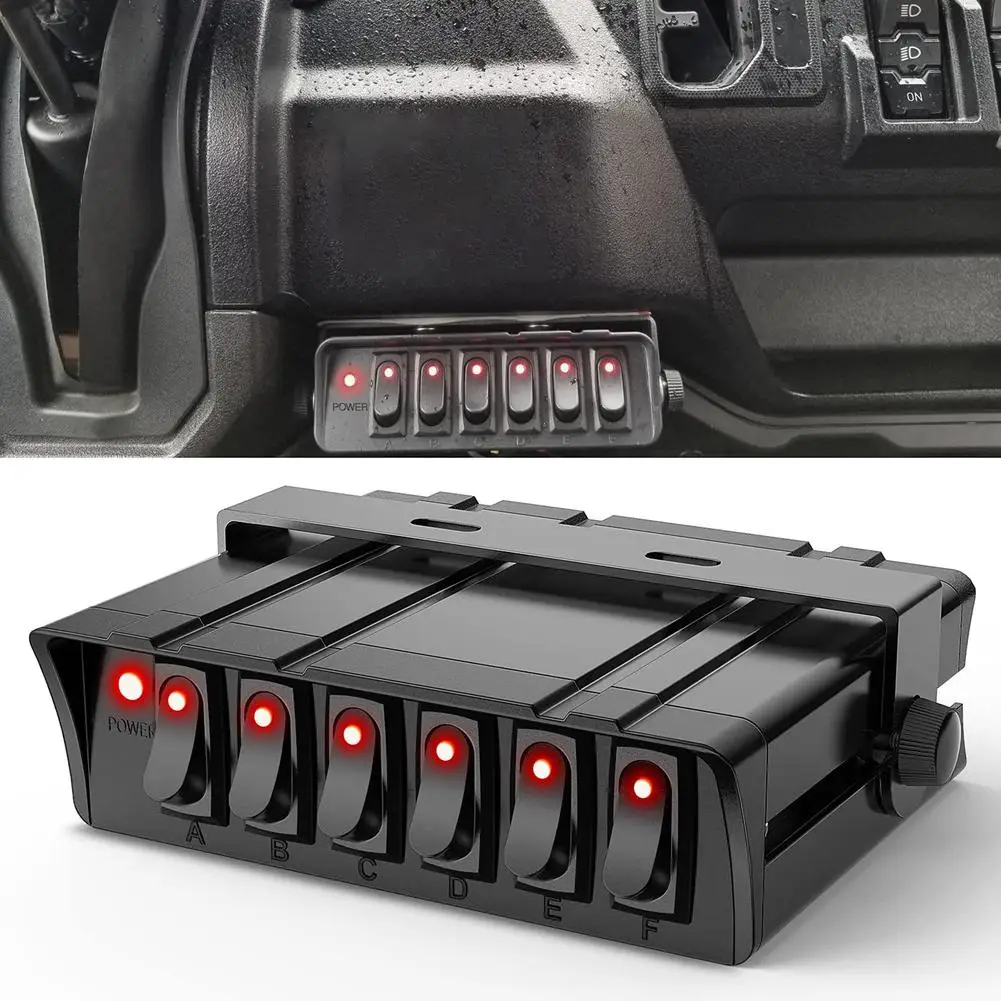 

6-Gang 12V Rocker Switch Box 3PIN Ship-shaped Switch Panel Control System Wiring Combination For Ships Cars