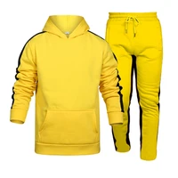 spring and autumn 80 cotton fashion trend stitching hooded fleece sports casual mens suit outdoor jogging sportswear