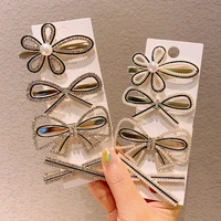 new temperament gold plated diamond flower hairpin for women simple bow clip side clip hair accessories jewelry