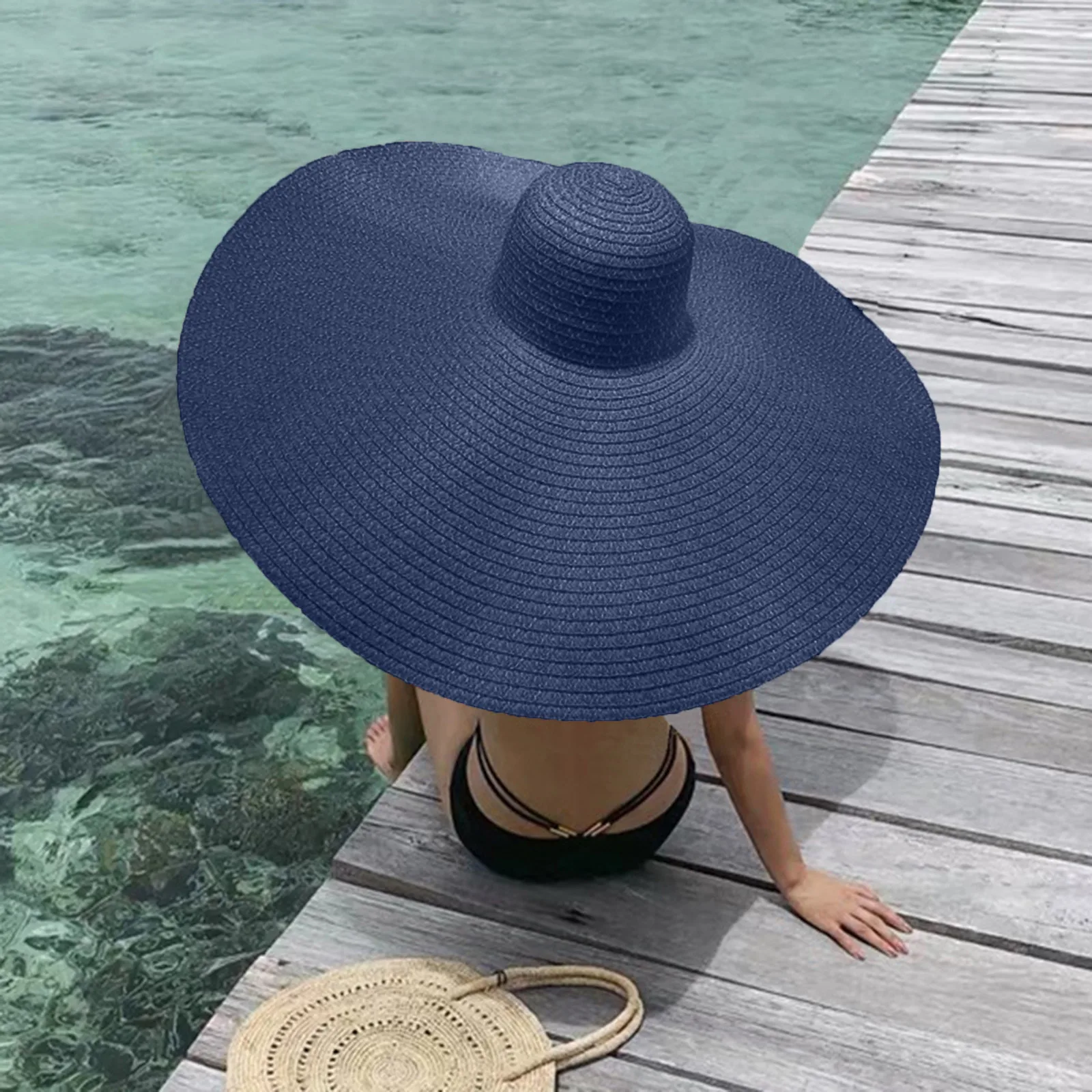 

Fashion Large Big Wide Brim Sun Hats Straw Hat Ladies Designer Wear Holiday Beach Seaside Anti-UV Sun Protection Cap Gorras