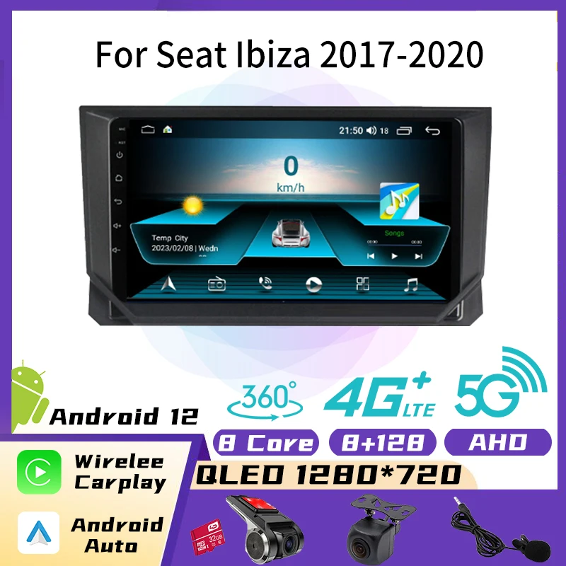 

Автомагнитола 2 Din на Android для Seat Ibiza, мультимедийный автомобильный видеоплеер с 9 "экраном 2017-2020, навигация GPS, Авторадио
