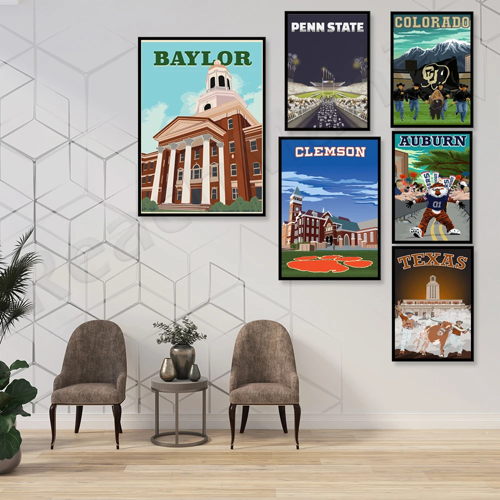 ВИНТАЖНЫЙ ПЛАКАТ из Университета Wake Forest Техаса в Остине университета Южной