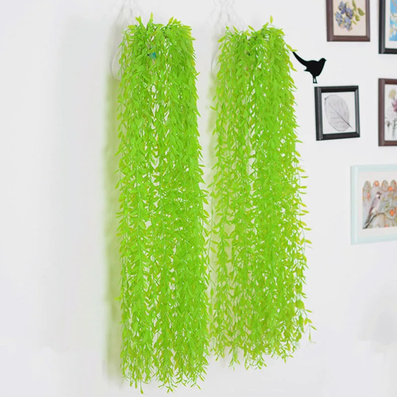 

1Pcs 100Cm Artificial Weeping Willow Vine Plastic Hanging Vine Fake Greenery Garland Wedding Arch Flower Home Garden Decoration