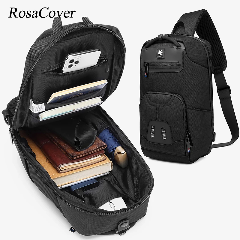 Жесткая нагрудная сумка мужская спортивная на плечо многофункциональная