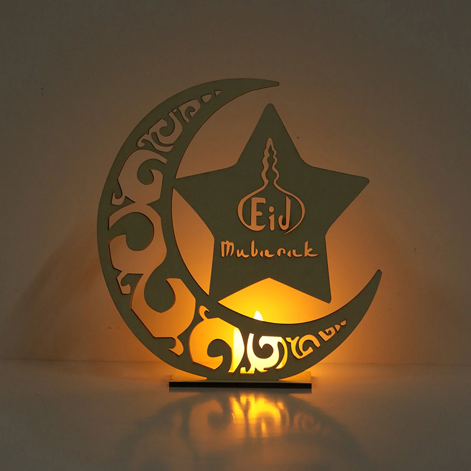 

Wood Ramadan Eid Mubarak Decorations For Home LED Table Stand Ornament Moon Decorative Light Islam Muslim Event Party Supplies
