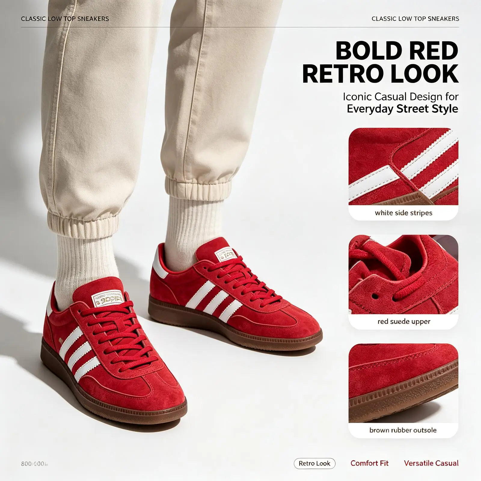 Фото Распродажа Adidas: кроссовки для гандбола Spezial, унисекс, красные, FV1227, оригинальные, бесплатная доставка FV1227 №2
