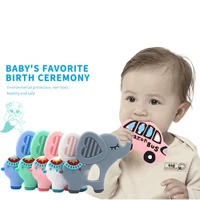 1pc baby teether silicone cartoon animal elephant glue rodent food grade bpa silicone tooth care pacifier clip silicone beads