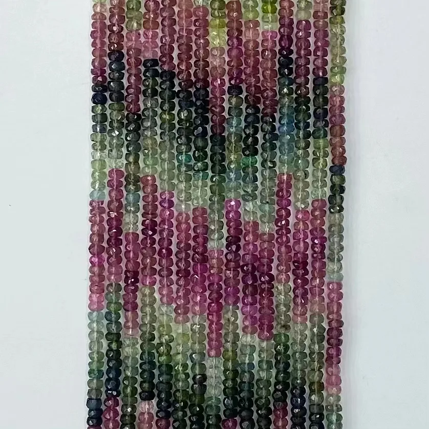

Icnway natural 2×3mm 2×4mm 2×5mm tourmaline roundel faceted 36cm beads for natural stone jewellery making