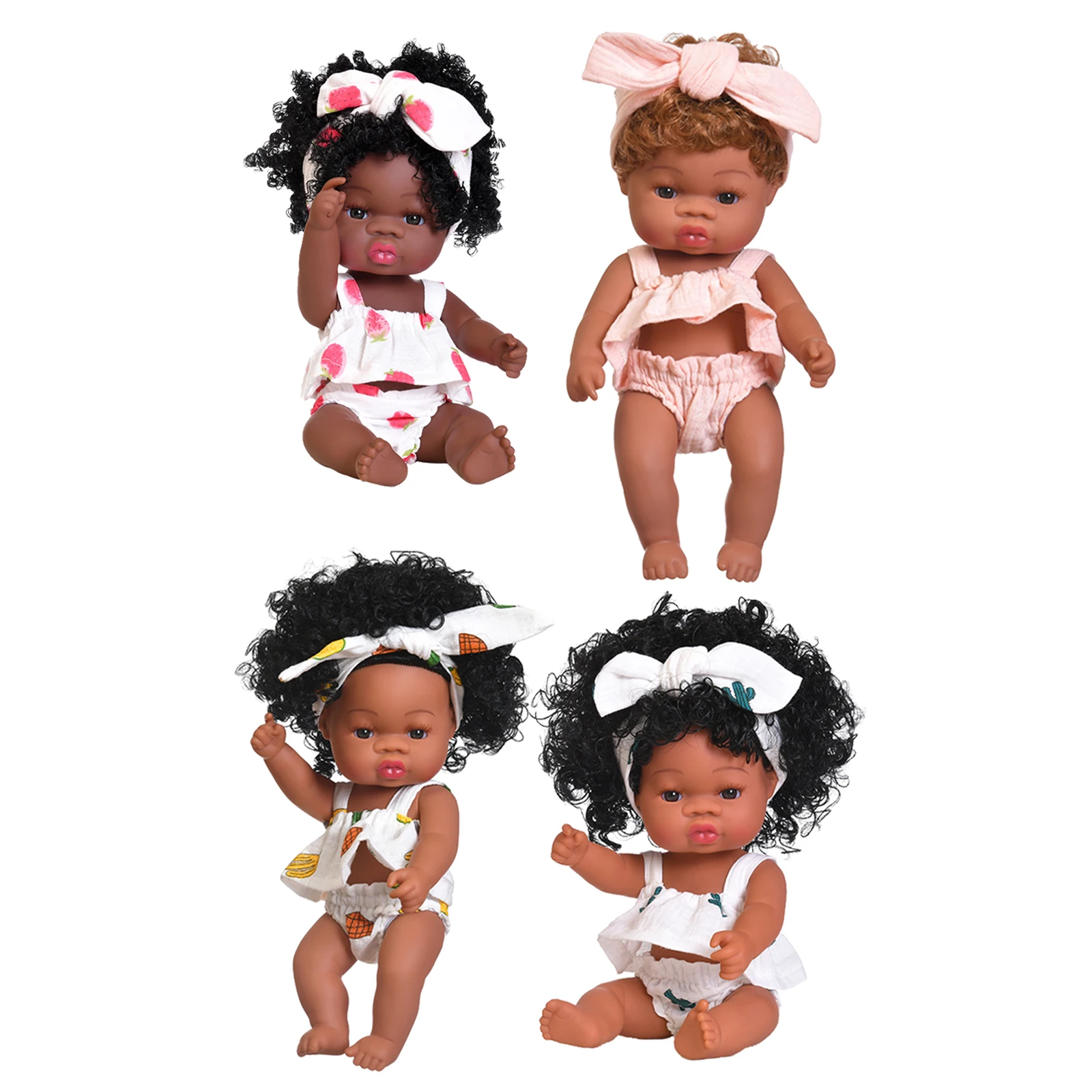 Кукла реборн 35 см Реалистичная кукла с подвижными конечностями из черной кожи