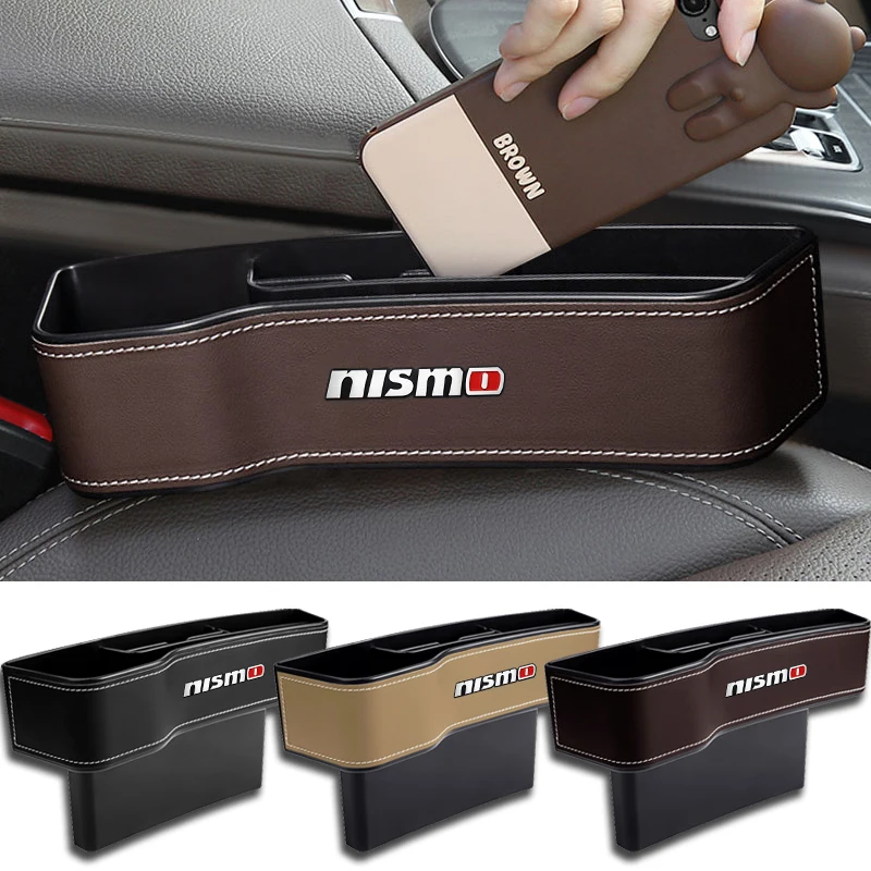 

1pcs Car Auto Seat Gap Filler Storage Box Seat Pocket For Nismo Logo Emblem R34 GTR Nissan Tiida Sylphy Teana X-trail 1 2 Qashqa