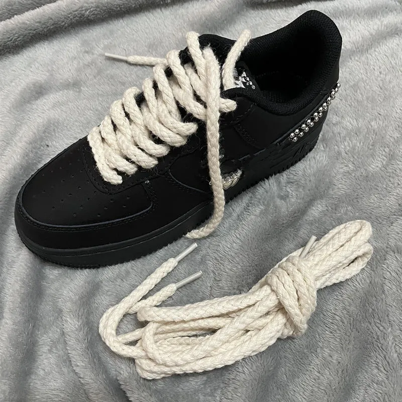

1Pair Cotton Linen Bold Round Shoe Laces For Sneakers Board Canvas Boot Shoelaces 120/140/160/180CM Shoestrings Accessories