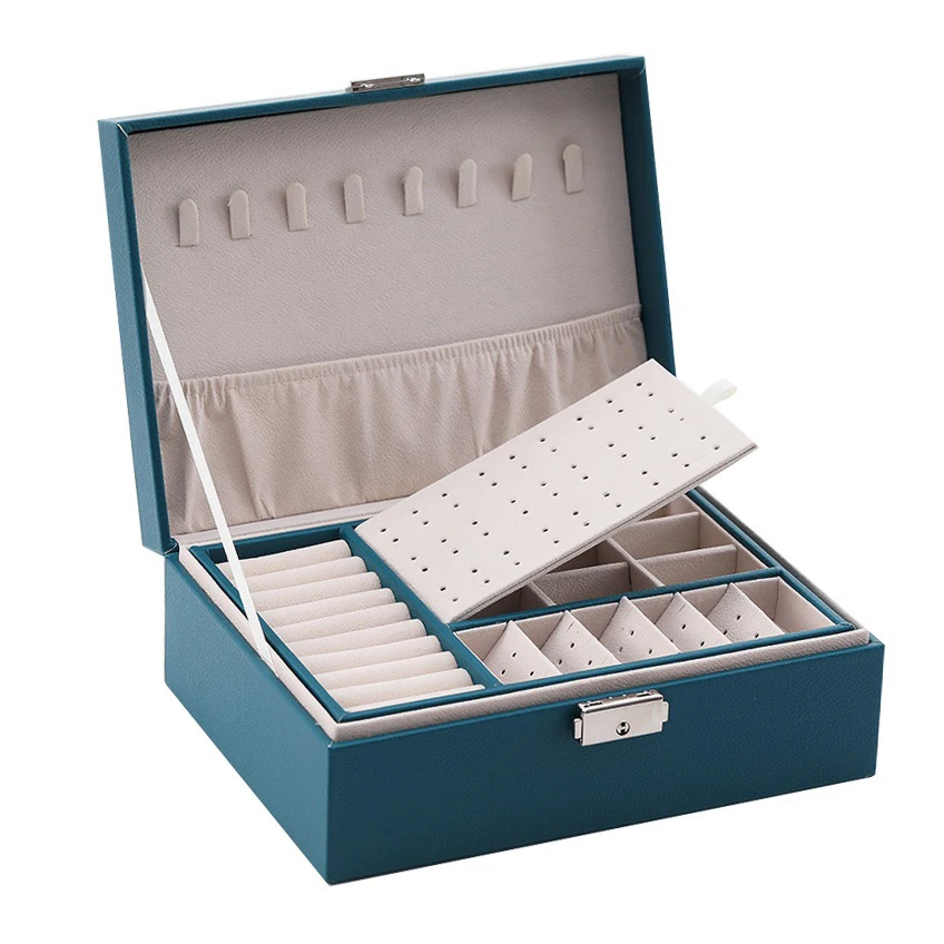 

High Capacity Jewelry Box Travel Jewelry Organizer Multifunction Necklace Earring Ring Storage Box Women Gifts Green