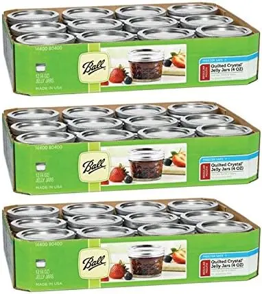 

Quilted Crystal Jelly Jars with Lids and Bands, Set of 12-3 Pack (Total 36 Jars)