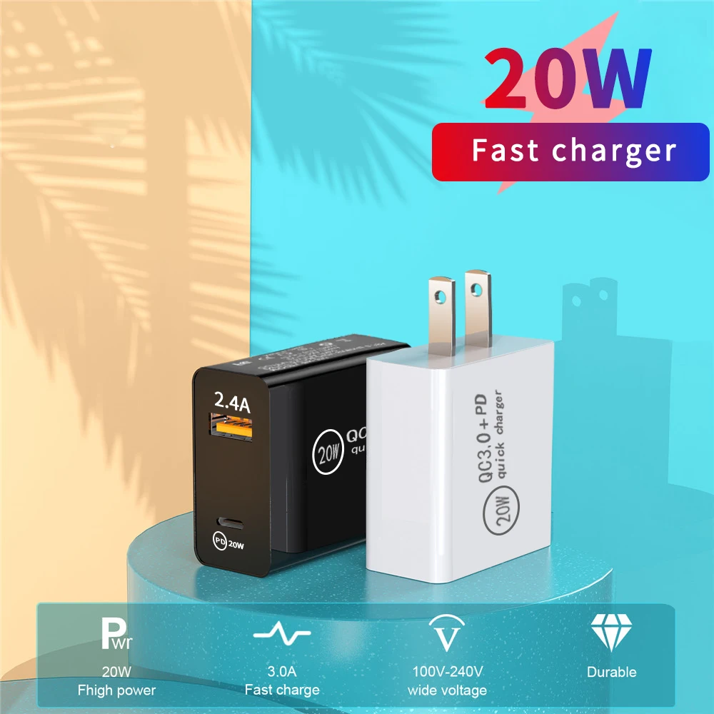 

PD Adapter 20W USB Charger Quick Charge QC 3.0 Fast Phone Wall Charger Adapter For iPhone 14 13 Pro iPad Huawei Xiaomi Samsung