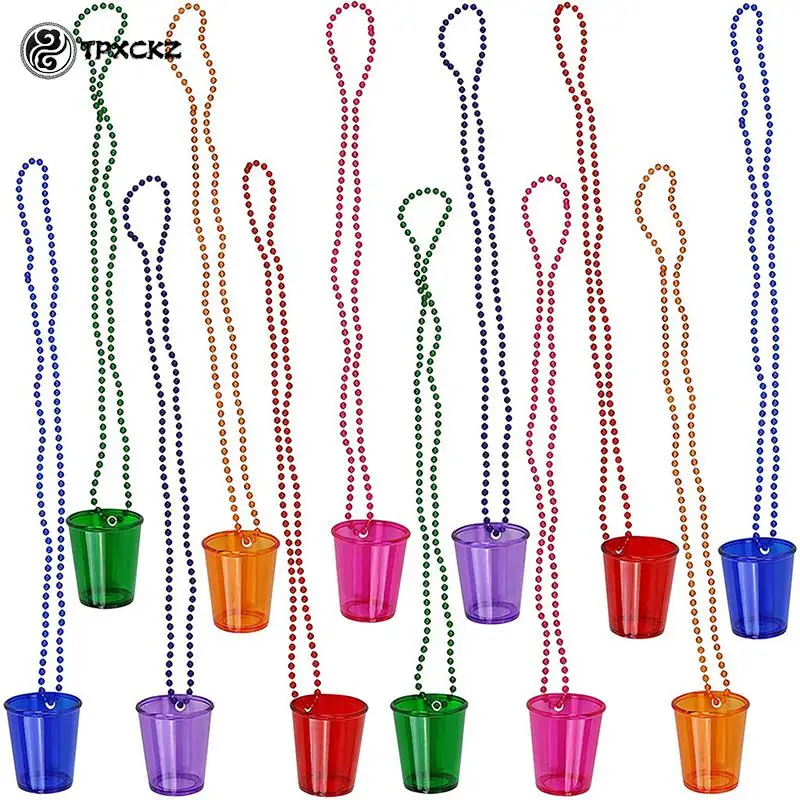 Creative Bead Chain Cups Bachelorette Party Game Props Plastic Hen Night Wedding Party Bead Necklace Wine Glass Bridal Shower