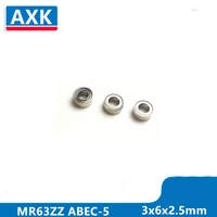 axk free shipping 10 pcs mr63zz abec 5 3x6x2 5 mm deep groove ball bearings mr63 l 630 zz