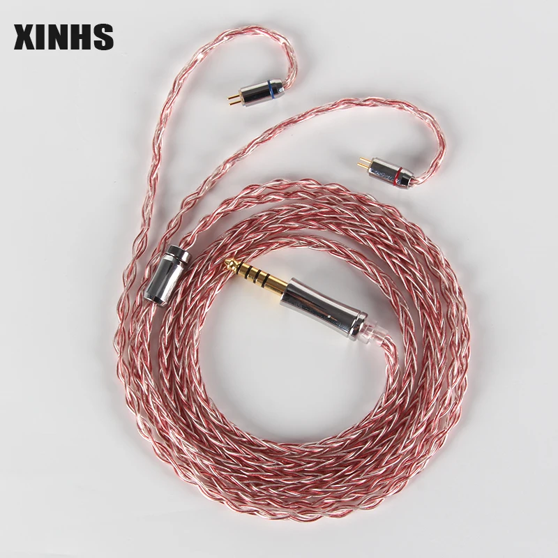 

XINHS 8 Core Silver Red Mixed 5N Single Crystal Copper Silver Plated Upgrade Cable High Purity Earphone Wire MMCX/0.78mm 2Pin/QD