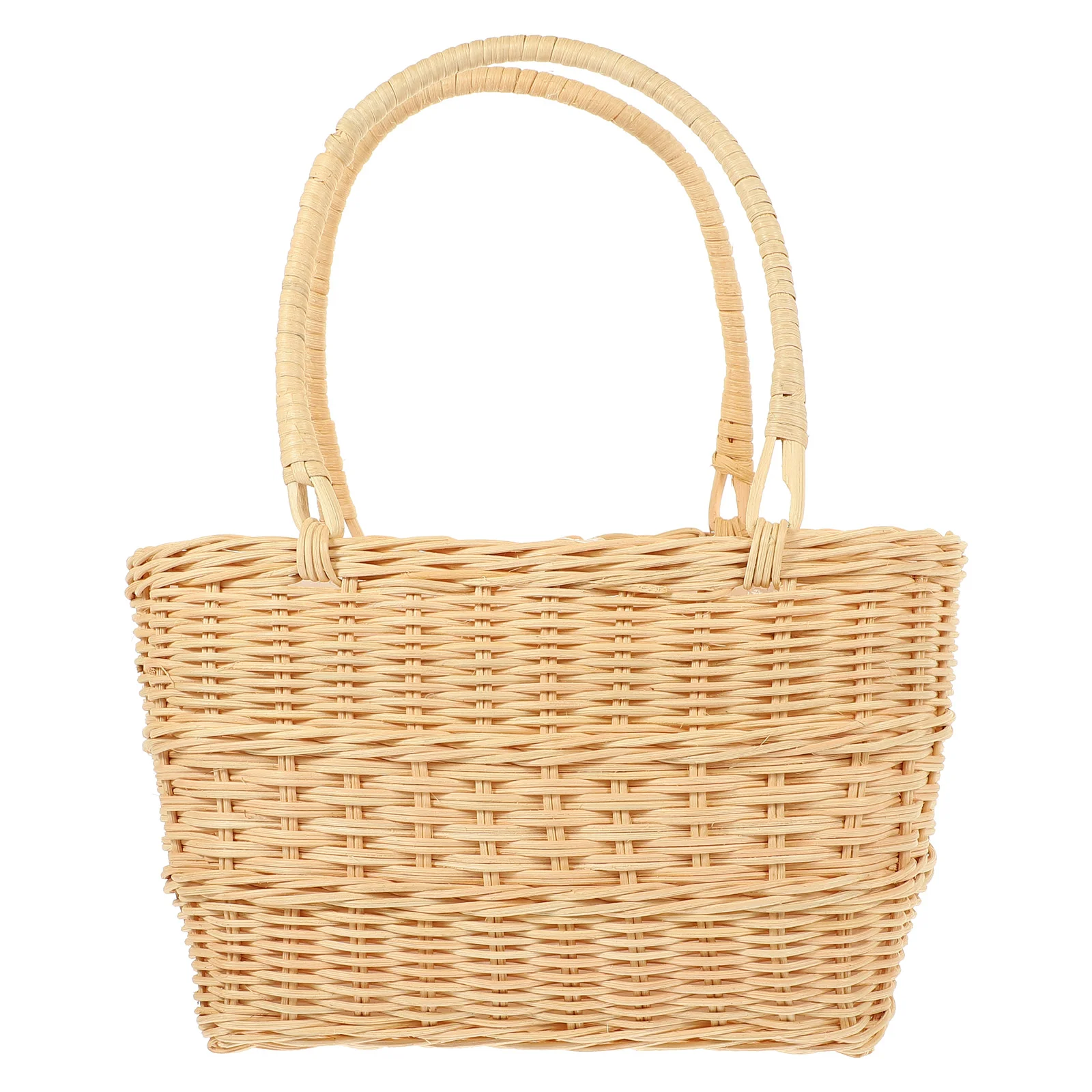 

Basket Flower Woven Wicker Rattan Straw Baghanging Storage Beach Market Pot Basketshandle Picnic Gift African Girl Tote Bolga
