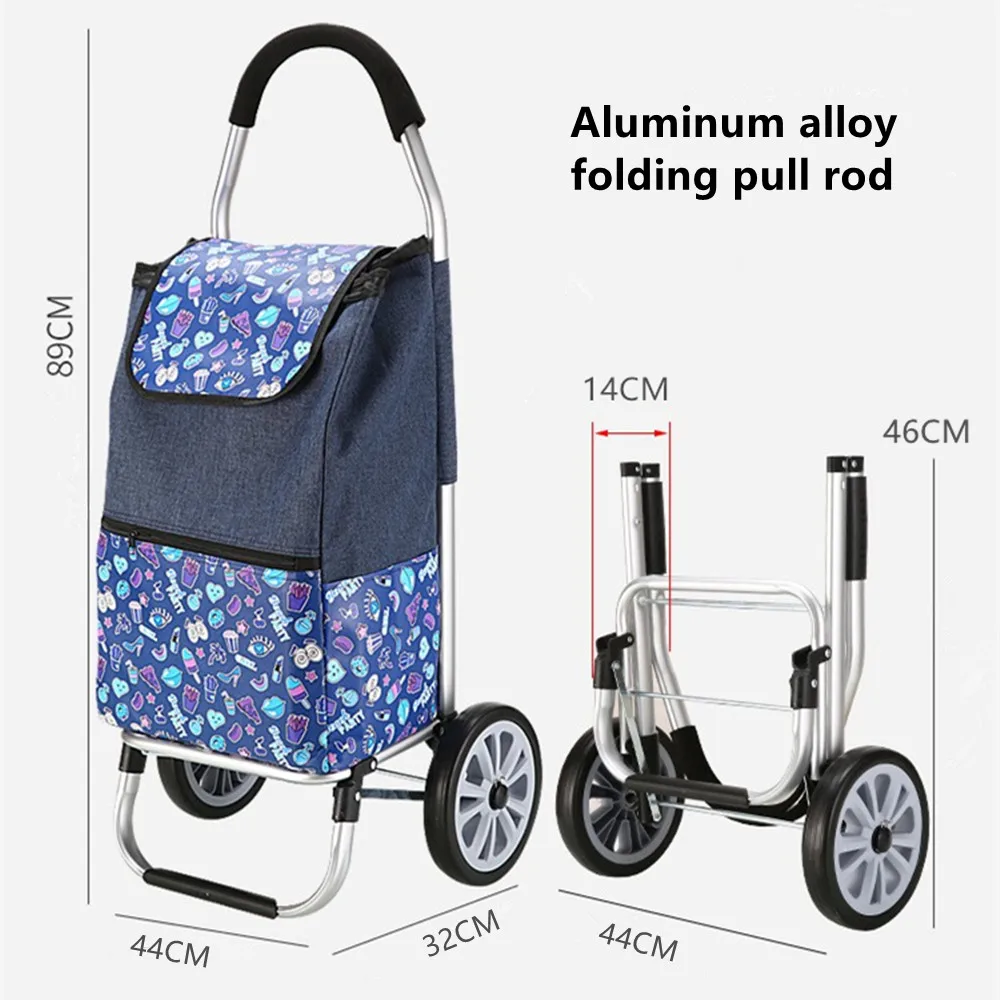 Ultra Light Foldable Aluminum Alloy Trolley Bag Shopping Grocery Shopping Cart Supermarket Portable Detachable Travel Case Bags