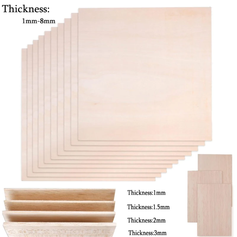 

5/10pcs Balsa Wood Sheets Ply 100/200/300mm Long 100mm Wide 1-8mm Thick For Craft DIY Project Wood DIY Craft Accessories