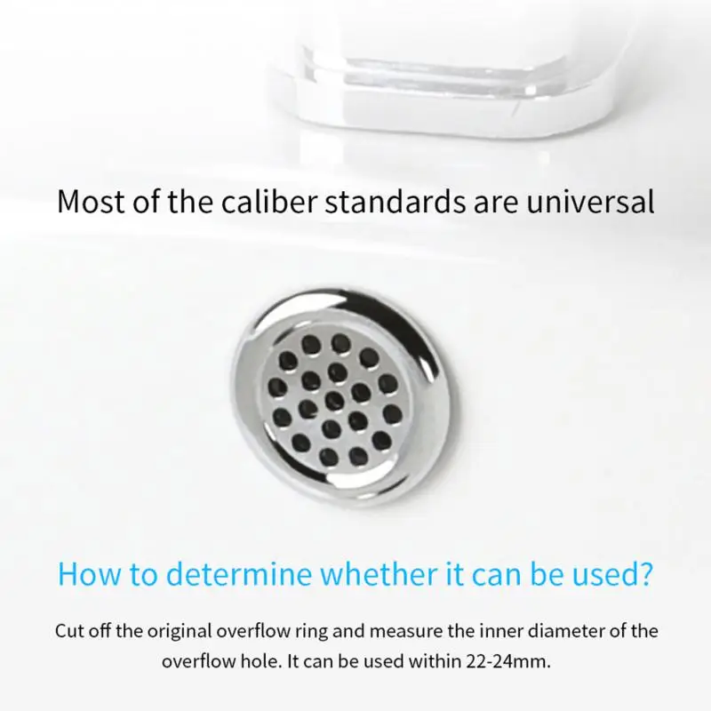 

1pc Bathroom Basin Drain Strainer Bath Sink Hole Round Kitchen Insert Chrome Hole Cover Overflow Drain Cap Household Tool