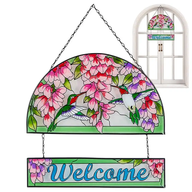 

Colorful Flower Suncatchers For Windows Stained Glass Suncatchers With Chain Glass Panel Decor Bird Lovers Gift For Mom Grandma