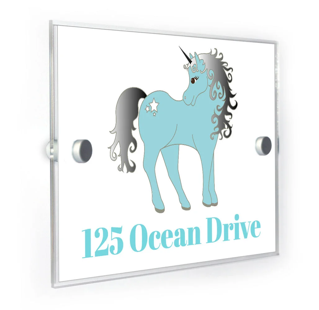 

Customized Acrylic Unicorn Cartoon House Number Plaque Home Address Sign
