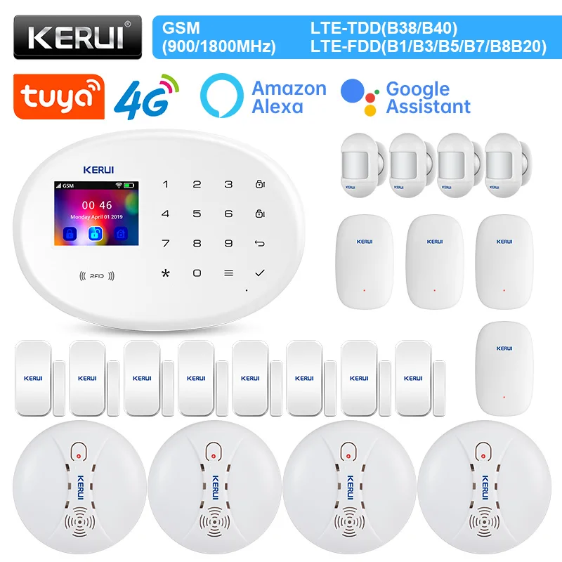 

KERUI W204 4G WIFI GSM сигнализация Tuya умный дом комплект сигнализация Система безопасности датчик движения Детектор датчик двери