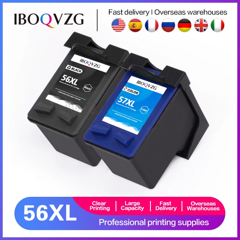 

IBOQVZG 1 комплект совместимых черных картриджей HP 56 + HP 57 цветов переработанные чернильные картриджи для Deskjet 5145 5150 5151 5550 9650 9670 9680