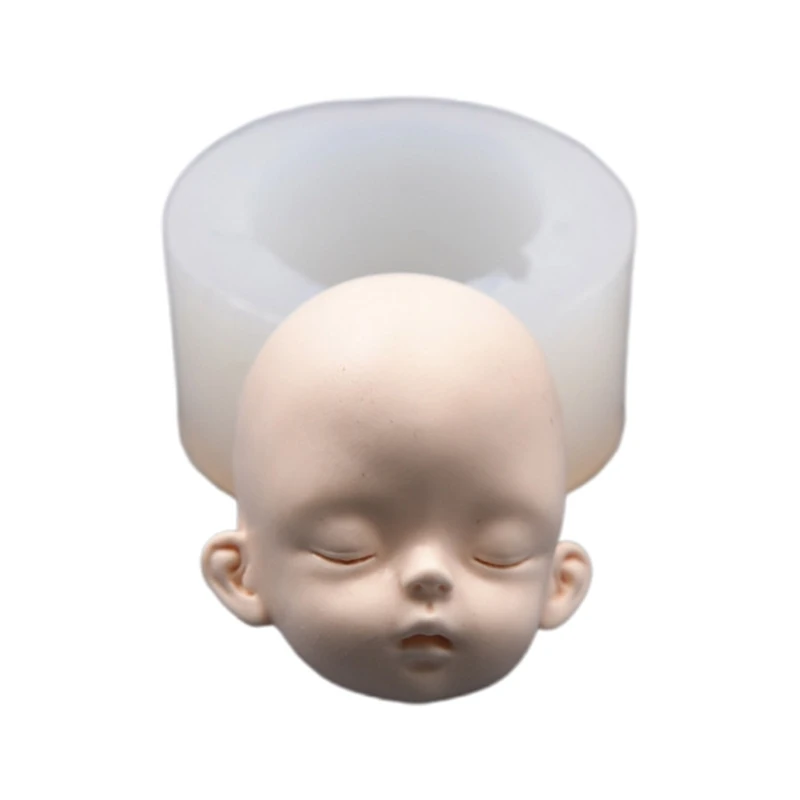 

E0BF Fondant Silicone Molds 3D Face Head Candy Molds Chocolate Gumpaste Silicone Molds Resin Casting Molds for Cake Decor