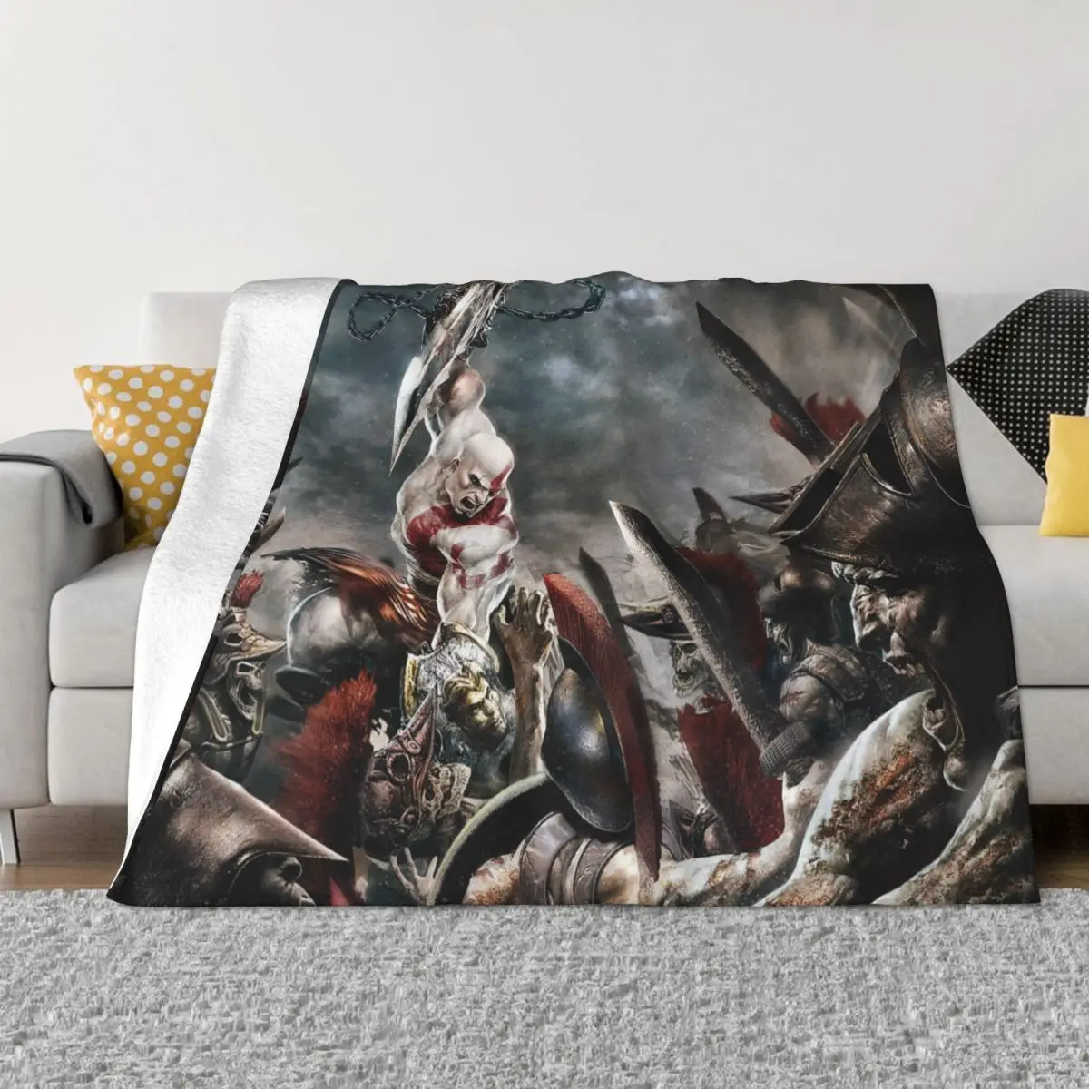 

God Of War Kratos Knitted Blankets Fleece Warrior Game Lightweight Throw Blanket for Bed Bedspread