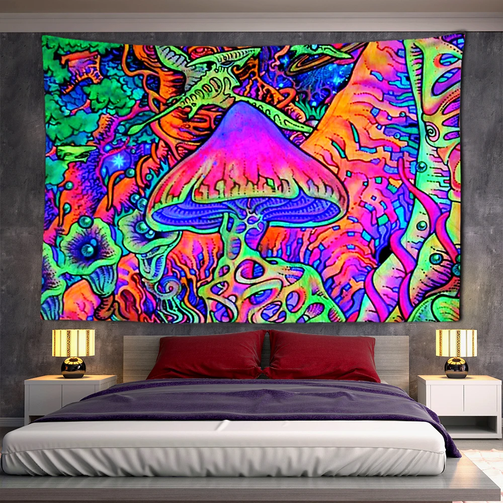 

Psychedelic Mushroom Tapestry Wall Hanging Boho Decor Wall Cloth Funny Tapestries Room Decoration Hippie Mandala Wall Carpet