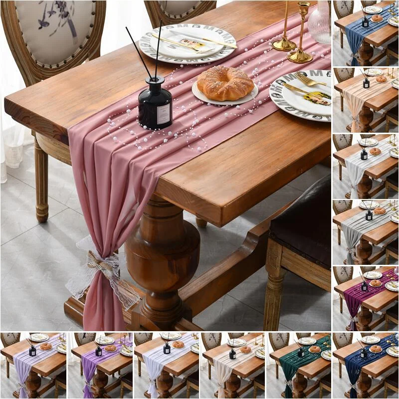 

Wedding Table Runner Chiffon Solid Color Tulle Table and Room Wedding Decoration Bride To Be Baby Shower Party Decoration