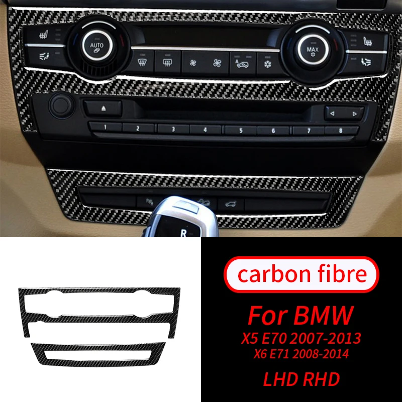 

Real Carbon Fiber Color Center AC Switch Knob Panel Trim Car Interior Accessories For BMW X5 E70 X6 E71 08-14