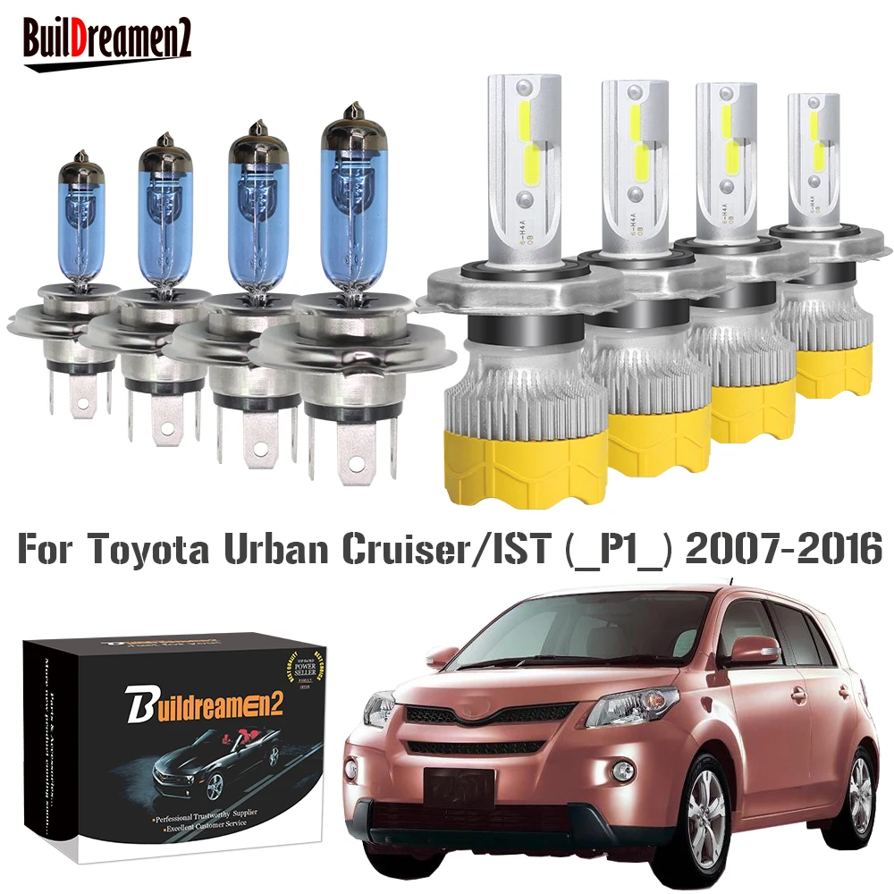 

4 X автомобильные передние фары, фары дальнего и ближнего света для Toyota Urban Cruiser IST (_ P1 _) 2007-2016, светодиодные галогенные фары ближнего/дальнего ...